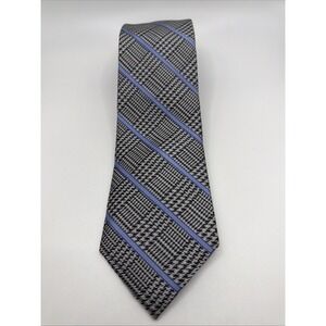 Black & Brown 1826 Micro Plaid Tie. Grey Black &Blue 100% Silk 59''